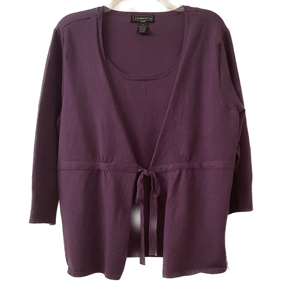 ELEMENTZ Purple Cardigan with Attached Tank Size 1X (L04)